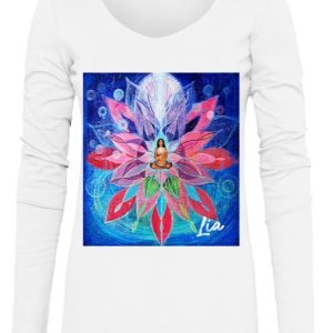 Tricou Lia pentru femei cu decolteu în V și mâneci lungi Alb