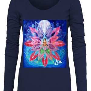 Tricou Lia pentru femei cu decolteu în V și mâneci lungi Bleu