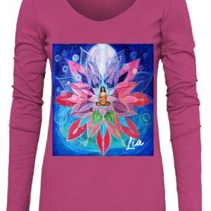 Tricou Lia pentru femei cu decolteu în V și mâneci lungi Roz