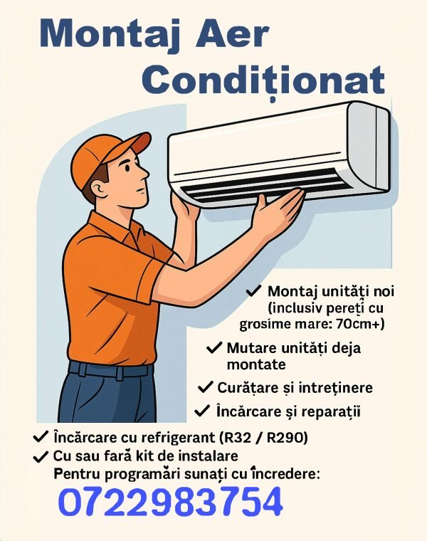 Montaj Aer Conditionat cu kit de instalare inclus 9000-12000btu